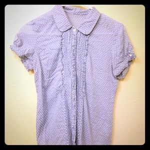 Polka dot ruffle button up blouse